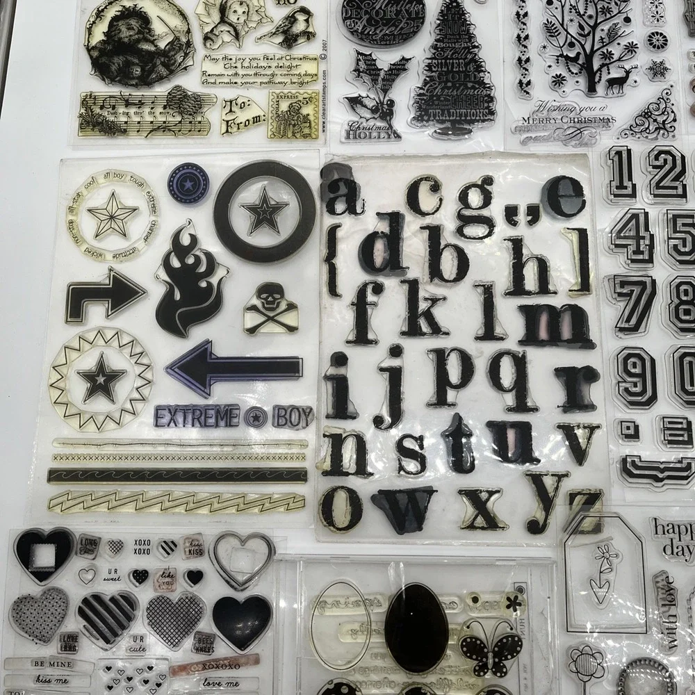 Clear Stamps Huge Mixed Lot Holiday Alphabet Numbers Scrapbooking Set